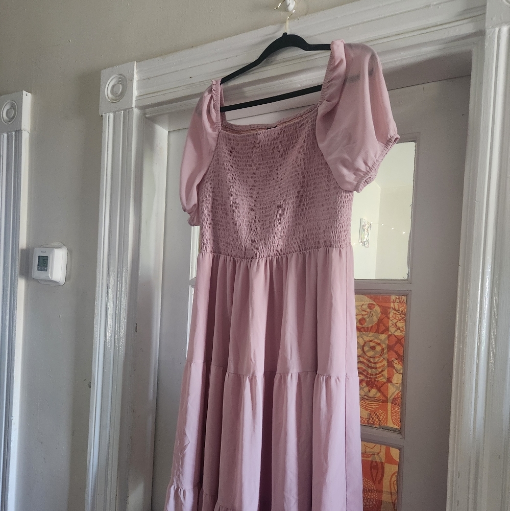 Pink chiffon midi dress